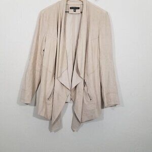 Saks Fifth Avenue Faux Suede Blazer Open Front Jacket Cardigan Long Sleeve XL